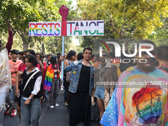 Members of the LGBT community participate in the pride march in New Delhi, India, on November 24, 2024. (