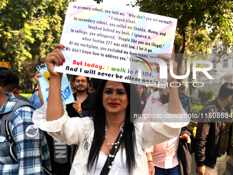 Members of the LGBT community participate in the pride march in New Delhi, India, on November 24, 2024. (