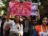 Members of the LGBT community participate in the pride march in New Delhi, India, on November 24, 2024. (