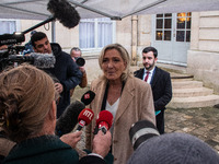 Rassemblement National leader Marine Le Pen meets with Prime Minister Michel Barnier at the Hotel de Matignon in Paris, France, on November...