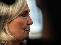 Rassemblement National leader Marine Le Pen meets with Prime Minister Michel Barnier at the Hotel de Matignon in Paris, France, on November...