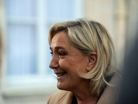 Rassemblement National leader Marine Le Pen meets with Prime Minister Michel Barnier at the Hotel de Matignon in Paris, France, on November...