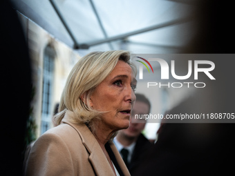 Rassemblement National leader Marine Le Pen meets with Prime Minister Michel Barnier at the Hotel de Matignon in Paris, France, on November...