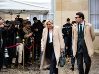 Rassemblement National leader Marine Le Pen meets with Prime Minister Michel Barnier at the Hotel de Matignon in Paris, France, on November...