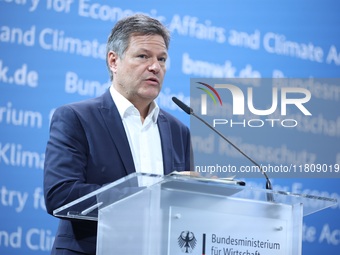 Robert Habeck, Federal Minister for Economy and Climate Action, and Adolfo Urso, Italian Minister for Enterprises and Made in Italy, speak t...