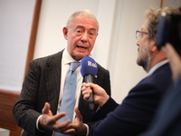 Robert Habeck, Federal Minister for Economy and Climate Action, and Adolfo Urso, Italian Minister for Enterprises and Made in Italy, speak t...