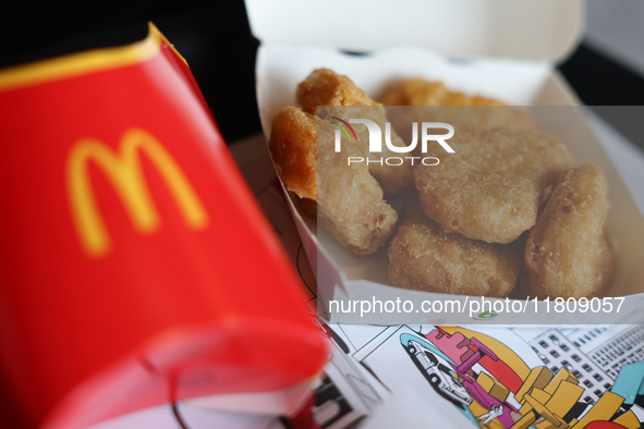 McNuggets are seen in this illustration photo taken in McDonald's restaurant in Poland on November 24, 2024. 