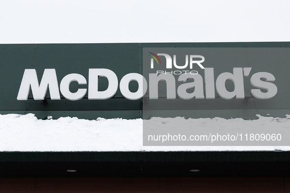 McDonald's logo is seen at the restaurant in Poland on November 24, 2024. 