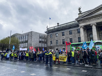 A demonstration against genocide in Palestine takes place on O'Connell Street in Dublin, Ireland, on November 2024. (