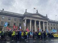 A demonstration against genocide in Palestine takes place on O'Connell Street in Dublin, Ireland, on November 2024. (