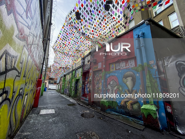 General view of the street of Temple Bar in Dublin, Ireland, on November 2024 