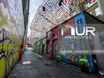 General view of the street of Temple Bar in Dublin, Ireland, on November 2024 (