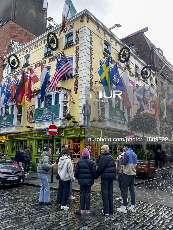 General view of the street of Temple Bar in Dublin, Ireland, on November 2024 