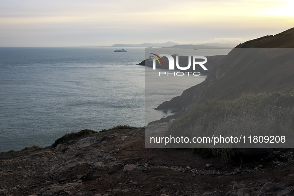 General view of the Howth Cliff Walk in Howth, Ireland, on November 2024 