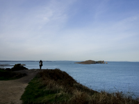 A person looks at the Howth Cliff Walk in Howth, Ireland, on November 2024. (