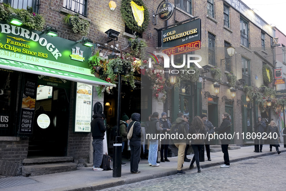 General view of the street of Temple Bar in Dublin, Ireland, on November 2024 