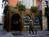 General view of the facade of The Quays Bar pub in Dublin, Ireland, on November 2024 (