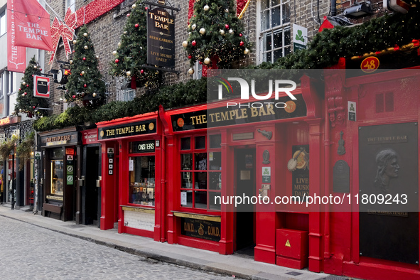 General view of the facade of the famous The Temple Bar pub in Dublin, Ireland, on November 2024 