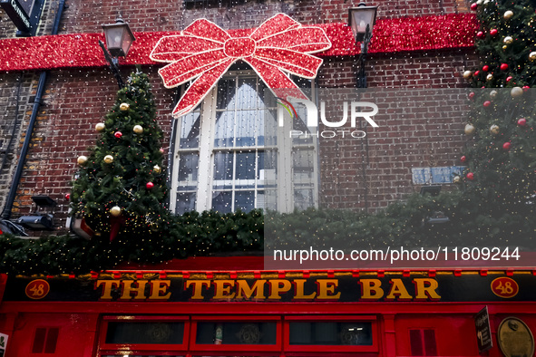 General view of the facade of the famous The Temple Bar pub in Dublin, Ireland, on November 2024 