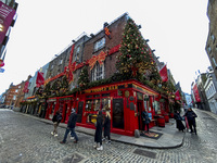 General view of the facade of the famous The Temple Bar pub in Dublin, Ireland, on November 2024 (