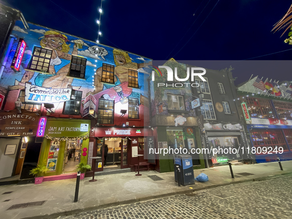 General view of Temple Bar Area in Dublin, Ireland, on November 2024 