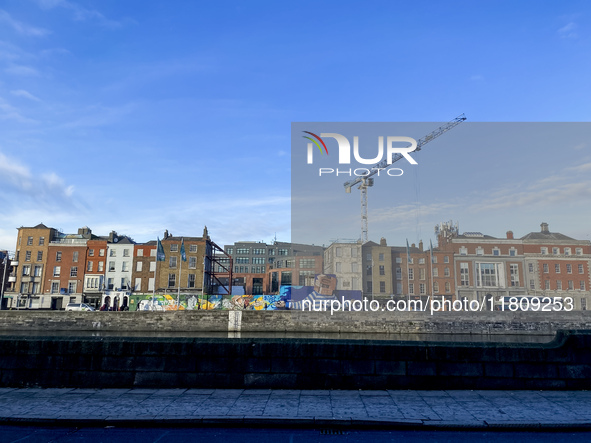 General view of Ormond Quay Upper Street in Dublin, Ireland, on November 2024 