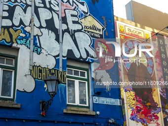 General view of Temple Bar graffiti in Dublin, Ireland, on November 2024 (