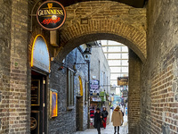 General view of Merchant's Arch in Temple Bar, Dublin, Ireland, on November 2024 (