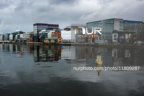 General view of Dublin Docklands from Liffey in Dublin, Ireland, on November 2024 