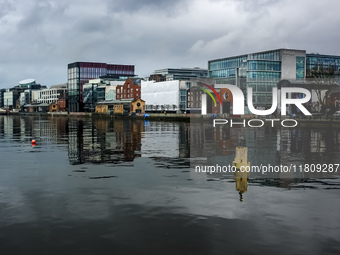 General view of Dublin Docklands from Liffey in Dublin, Ireland, on November 2024 (