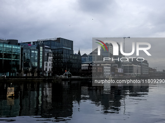 General view of Dublin Docklands from Liffey in Dublin, Ireland, on November 2024 (