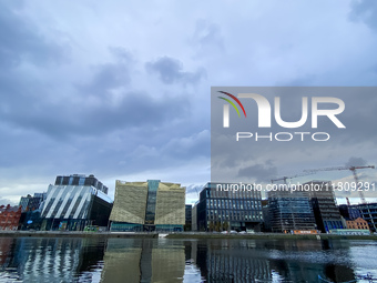 General view of Dublin Docklands from Liffey in Dublin, Ireland, on November 2024 (