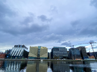 General view of Dublin Docklands from Liffey in Dublin, Ireland, on November 2024 (