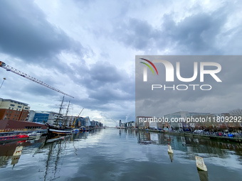 General view of Dublin Docklands from Liffey in Dublin, Ireland, on November 2024 (