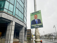 A poster of Fianna Fail, The Republican Party of Ireland, for the upcoming elections in Dublin, Ireland, on November 2024 (