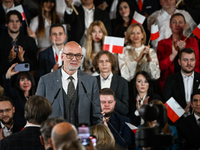 KRAKOW, POLAND - NOVEMBER 24:
Andrzej Nowak,  a Polish historian and journalist, introduces Karol Nawrocki as the party's candidate for the...