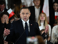 KRAKOW, POLAND - NOVEMBER 24:
Karol Nawrocki, the Law and Justice (PiS) party's candidate for the 2025 presidential election, during his spe...