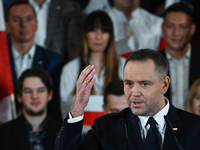 KRAKOW, POLAND - NOVEMBER 24:
Karol Nawrocki, the Law and Justice (PiS) party's candidate for the 2025 presidential election, during his spe...