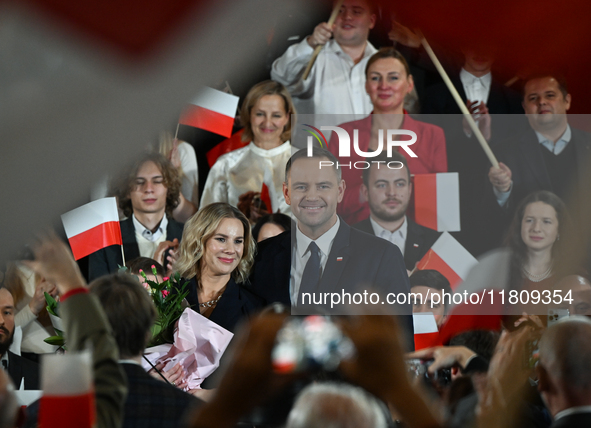 KRAKOW, POLAND - NOVEMBER 24:
Karol Nawrocki (center right), the Law and Justice party's candidate for the 2025 presidential election, with...