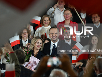 KRAKOW, POLAND - NOVEMBER 24:
Karol Nawrocki (center right), the Law and Justice party's candidate for the 2025 presidential election, with...