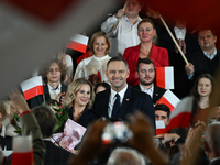 KRAKOW, POLAND - NOVEMBER 24:
Karol Nawrocki (center right), the Law and Justice party's candidate for the 2025 presidential election, with...