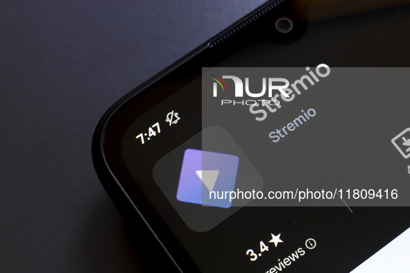 The Stremio app logo appears on the screen of a smartphone in Reno, United States, on November 25, 2024. (Photo Illustration by Jaque Silva/...