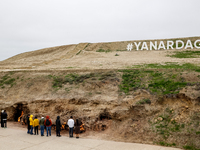 Yanar Dagh, a natural gas fire which blazes continuously on a hillside on the Absheron Peninsula on the Caspian Sea near Baku, the capital o...