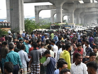 Battery-run Rickshaw Drivers Blocked A Key Road Intersection Demanding That The High Court Order To Stop Battery-run Rickshaw From Playing T...