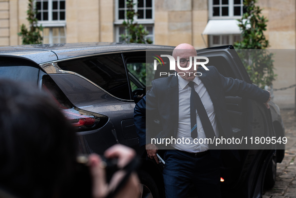 The leader of the right-wing Union of Republican Right - UDR, Eric Ciotti, is at the Hotel de Matignon for a meeting with Prime Minister Mic...