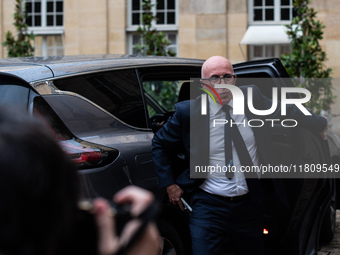 The leader of the right-wing Union of Republican Right - UDR, Eric Ciotti, is at the Hotel de Matignon for a meeting with Prime Minister Mic...