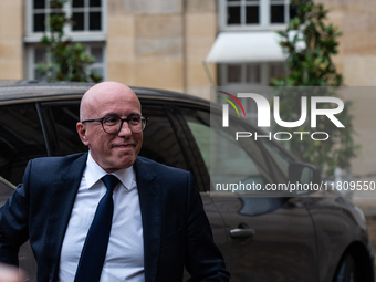 The leader of the right-wing Union of Republican Right - UDR, Eric Ciotti, is at the Hotel de Matignon for a meeting with Prime Minister Mic...