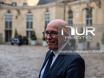 The leader of the right-wing Union of Republican Right - UDR, Eric Ciotti, is at the Hotel de Matignon for a meeting with Prime Minister Mic...