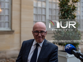 The leader of the right-wing Union of Republican Right - UDR, Eric Ciotti, is at the Hotel de Matignon for a meeting with Prime Minister Mic...