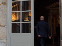 The leader of the right-wing Union of Republican Right - UDR, Eric Ciotti, is at the Hotel de Matignon for a meeting with Prime Minister Mic...